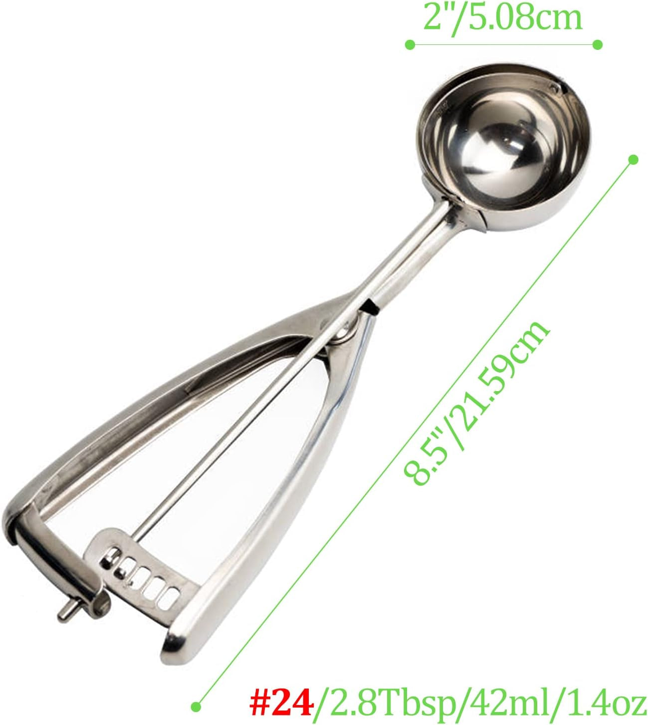 Medium Cookie Scoop for Baking, 2.8 Tablespoons/ 42 Ml/ 1.4 Oz Ball Cookie Dough Scoop - Spring-Loaded Ice Cream Scoop 18/8 Stainless Steel Secondary Polishing - (#24-1 9/10 In)