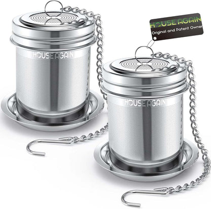 2 Pack Tea Infuser, Extra Fine Mesh Tea Infusers for Loose Tea, 18/8 Stainless Steel Tea Strainer with Extended Chain Hook, Tea Steeper for Brew Tea, Spices & Seasonings