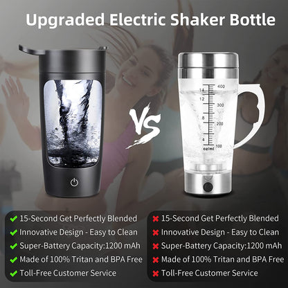 Electric Shaker Bottle, 22Oz Protein Mixer, Usb-Rechargeable, Black