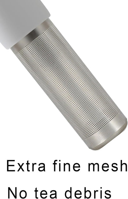 Tea Infuser for Loose Leaf Tea Cute Tea Strainer Ball Stainless Steel Extra Fine Mesh Tea Steeper Filter for Cup Mug Silicone Handle Grey